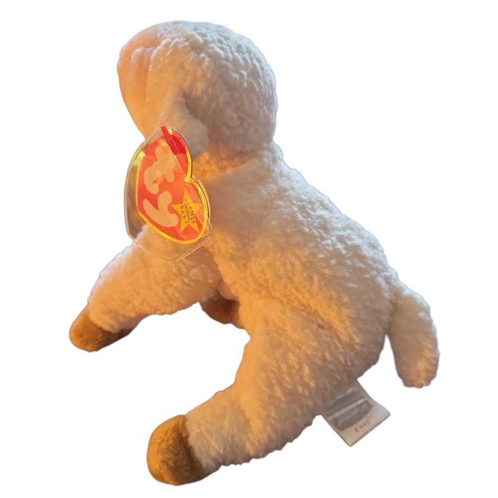 Ewey Ty Original Beanie Babie Plush Lamb in Cream and Brown - Picture 2 of 3